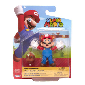 Super Mario Figur 10cm Raccoon Mario with Super Leaf