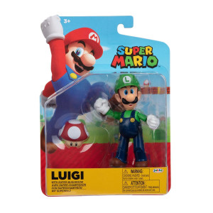 Super Mario Figur 10cm Luigi with Super Mushroom
