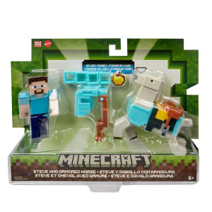 Minecraft Core Figur 2-pack Steve and armored horse