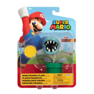 Super Mario Figur 10cm Bone Piranha Plant with Coin
