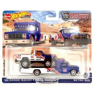 Hot Wheels Premium 1:64 Team Transport 80 Dodge Macho Power Wagon & Retro Rig