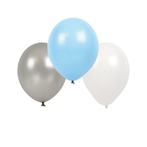 Jabadabado Ballonger Ljusblå, silver och vit