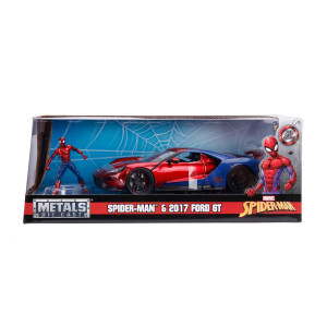 Marvel Spiderman 2017 Ford GT med figur Metall 1:24