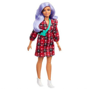 Barbie Fashionistas Docka Rutig klänning 157