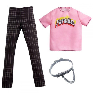 Barbie Fashion Ken Kläder Rosa t-shirt och rutiga byxor GRC74