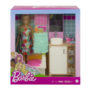 Barbie Möbler, inredning och docka Badrum