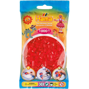 Hama Midi Transparent Röd 1000st 207-13