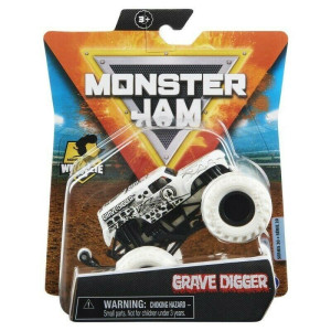 Monster Jam 1:64 Wheelie Bar Grave Digger (WHITE)