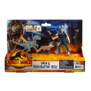 Jurassic World Figur & Dino Pack Owen & Velociraptor Beta